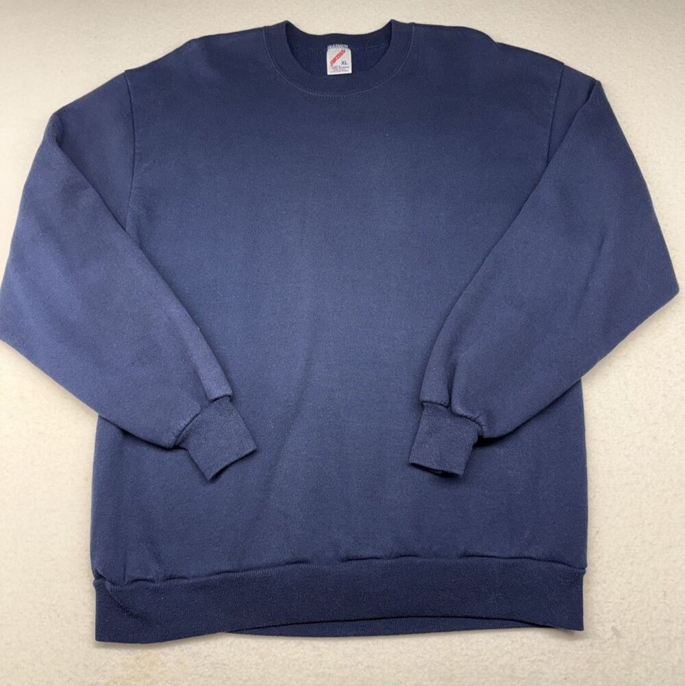 Jerzees Navy Blue Crewneck Sweatshirt XL Made USA Vintage 80s 90s